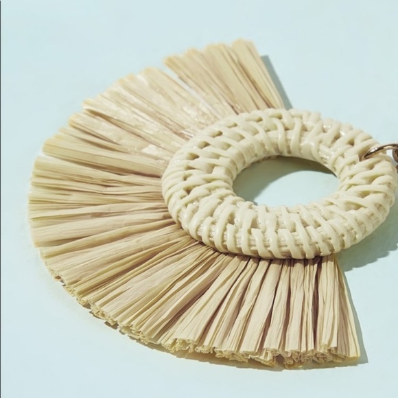 Boho Straw Woven Statement Earrings - Picture 2 of 5